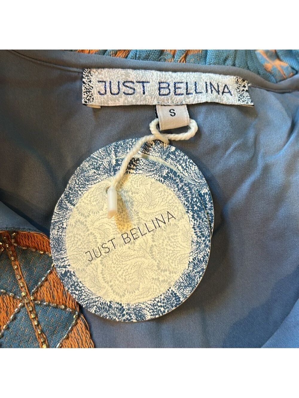 NWT Just Bellina Blue & Orange Tassel Beaded Boho Top Size Small - Picture 7 of 10